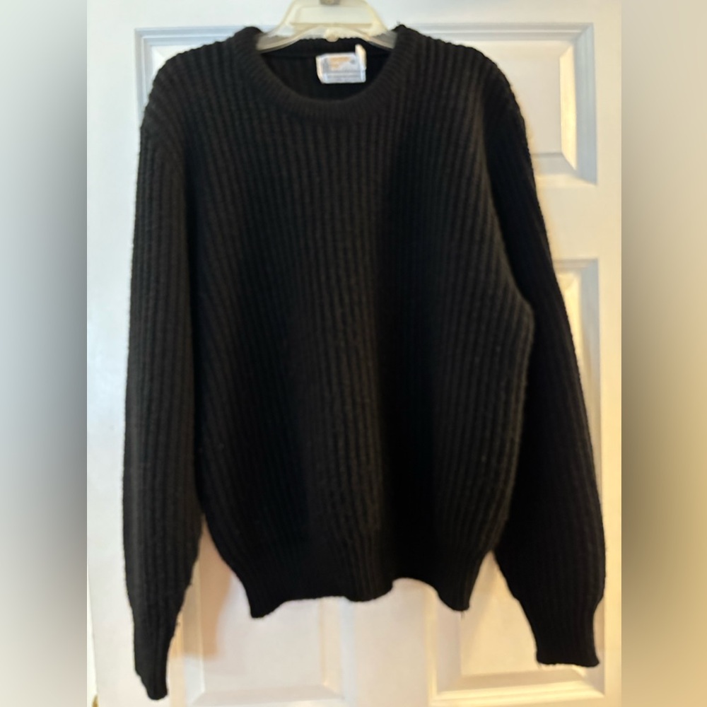 London Fog Women’s Black Ribbed Crewneck Sweater